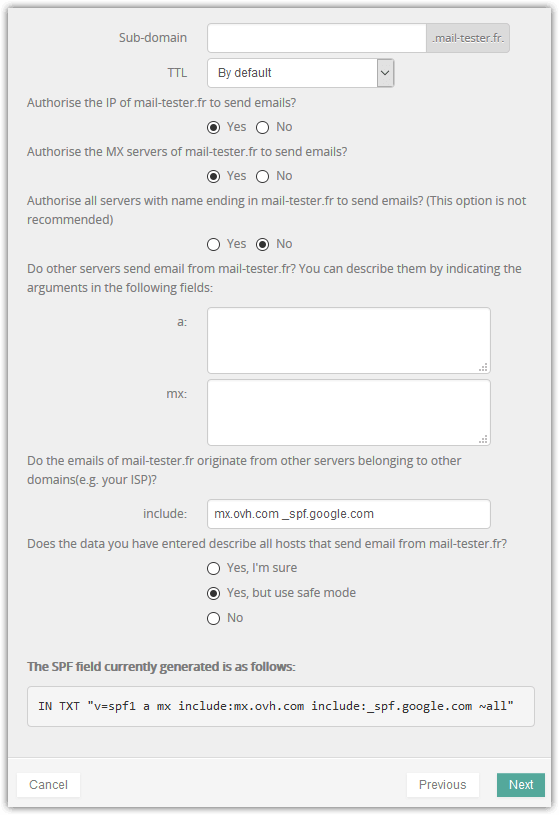 Custom SPF on OVH