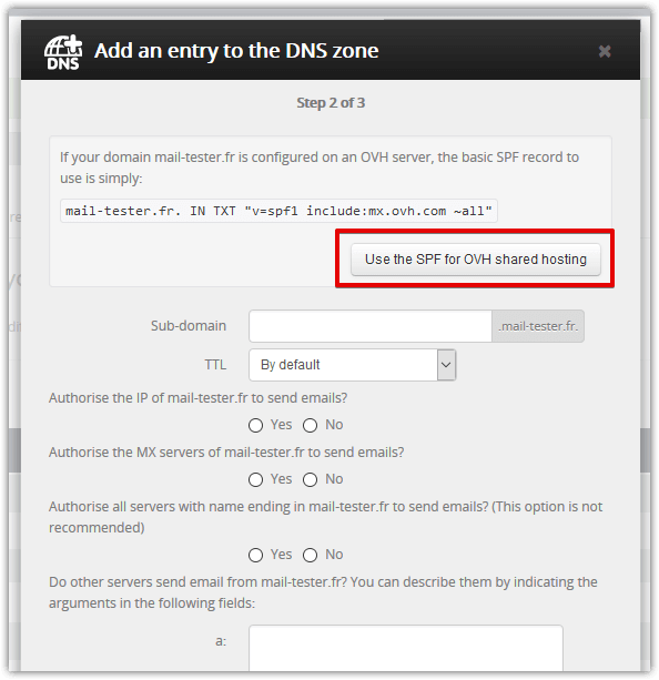 Default SPF on OVH shared hosting